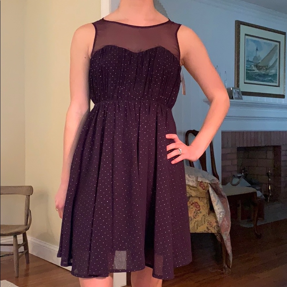 EMMELEE PURPLE GLITTER DOT DRESS